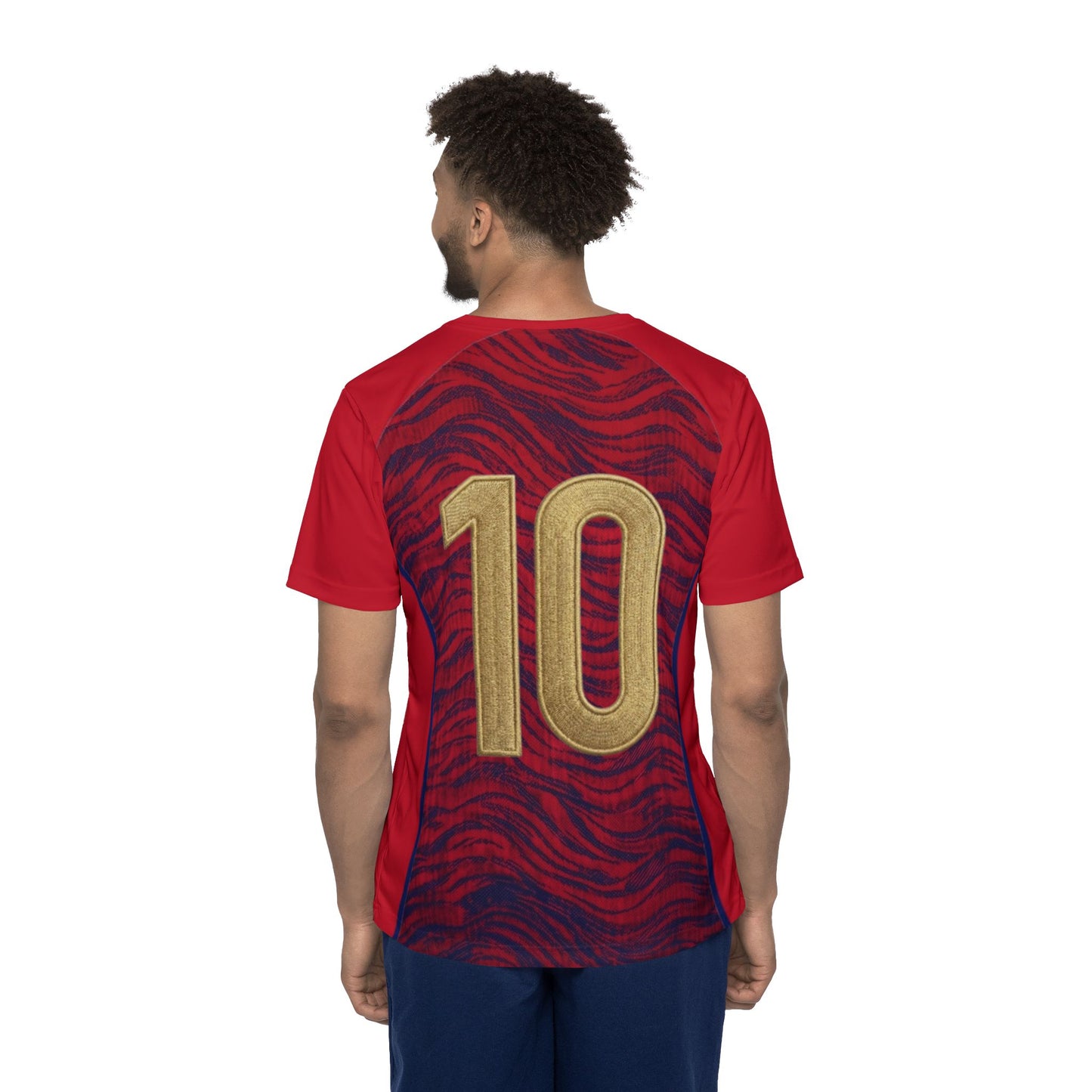 Patriotic Eagle Soccer Jersey — Red Number 10 Athletic Shirt