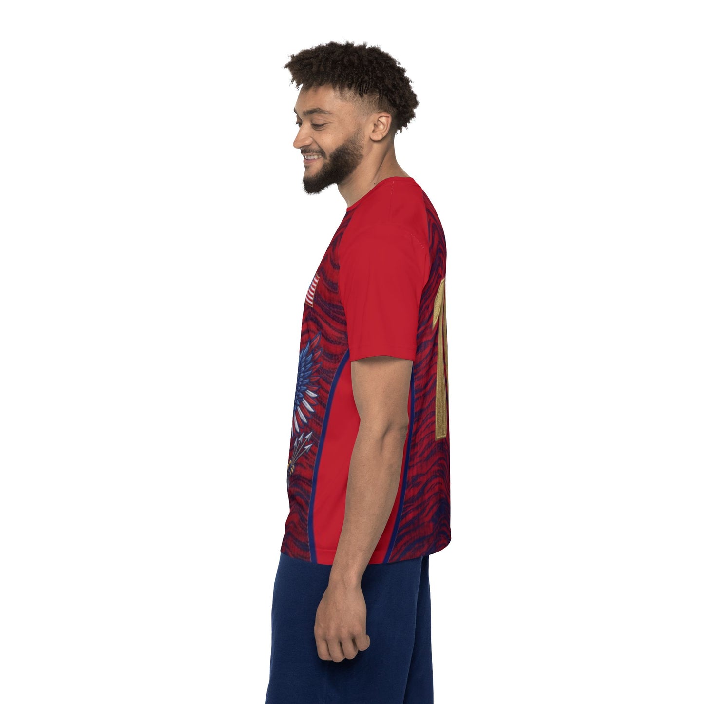 Patriotic Eagle Soccer Jersey — Red Number 10 Athletic Shirt