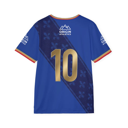 France Blue Soccer Jersey — Gold No.10 Athletic Tee