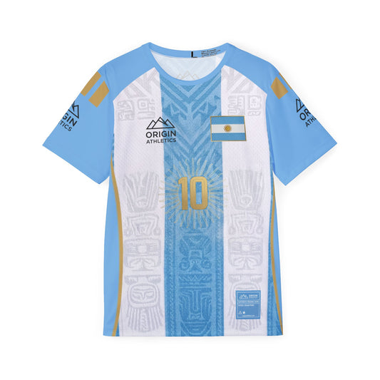 Argentina-Inspired Soccer Jersey – Number 10 Gold Accent Athletic Tee